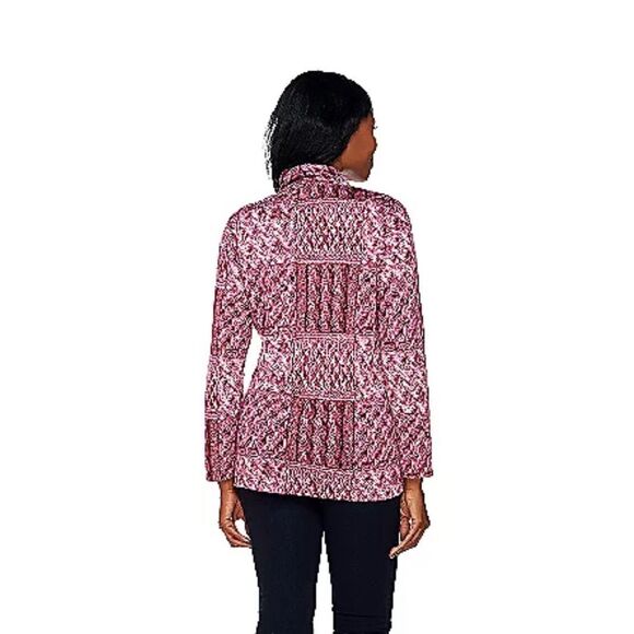 Denim & Co Womens 3X Printed Heavenly Jersey Open Front Cardigan Gray NWT - Picture 4 of 5